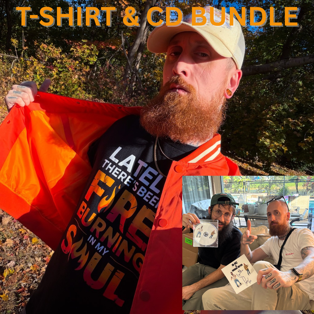 'Lately There's Been A Fire' T SHIRT & Signed CD BUNDLE (PRESALE) (LIMITED AMOUNT)